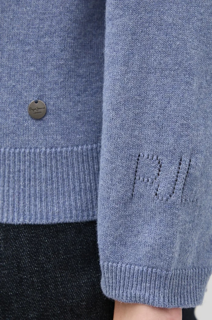 Svetr z vlněné směsi Pepe Jeans ISELA POLO PL702222 modrá