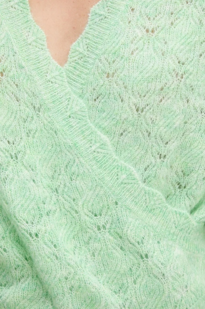 Svetr z vlněné směsi Pepe Jeans HELEN WRAP PL702231 zelená