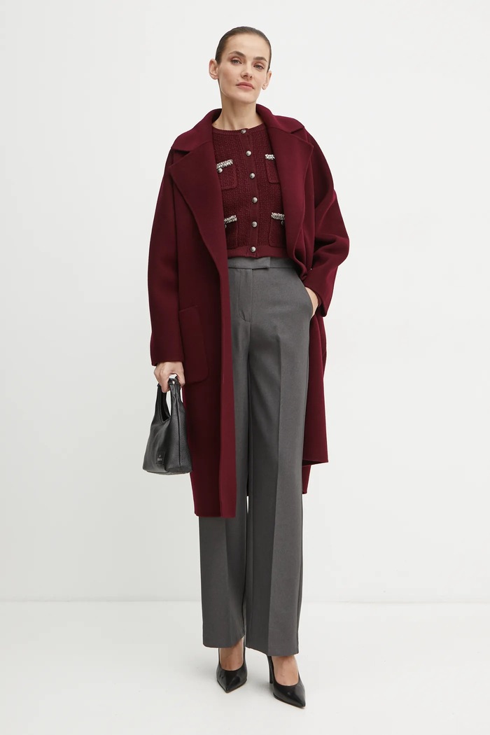 Svetr s příměsí vlny Elisabetta Franchi MK17S47E2 burgundské AW24
