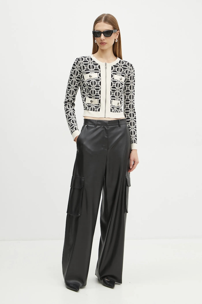 Πλεκτή ζακέτα Elisabetta Franchi MK32B47E2 μαύρο AW24