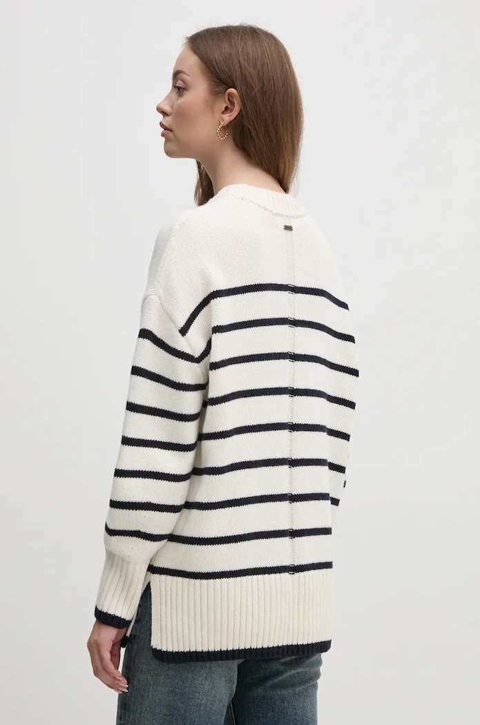 Odzież Barbour sweter z domieszką wełny LKN1580 beżowy