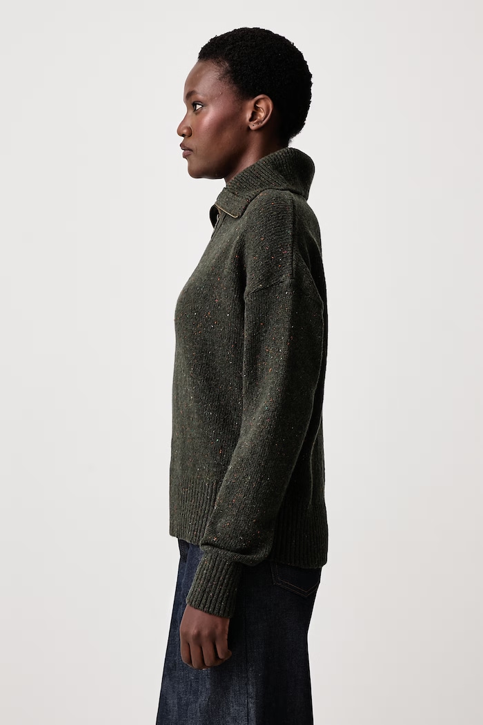 Sweter damski z wełną Barbour LKN1579 zielony