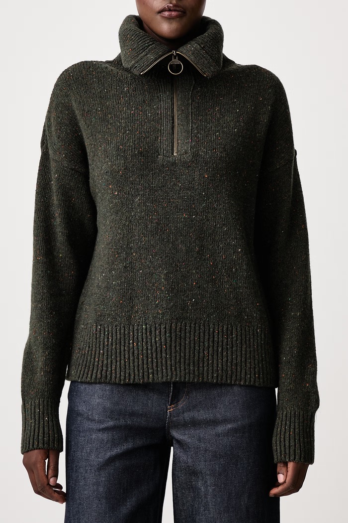 Sweter damski z wełną Barbour zielony LKN1579