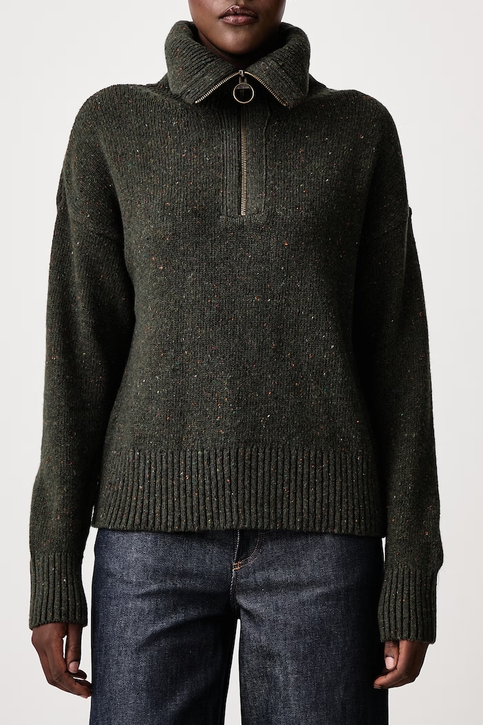 Sweter damski z wełną Barbour zielony LKN1579