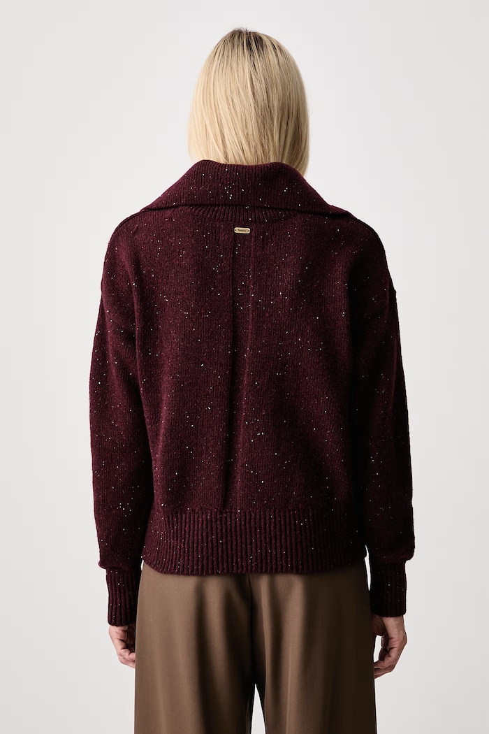 Odzież Barbour sweter damski z wełną LKN1579 bordowy
