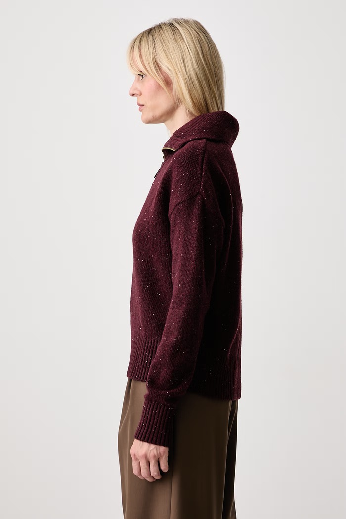 Barbour sweter damski z wełną bordowy LKN1579