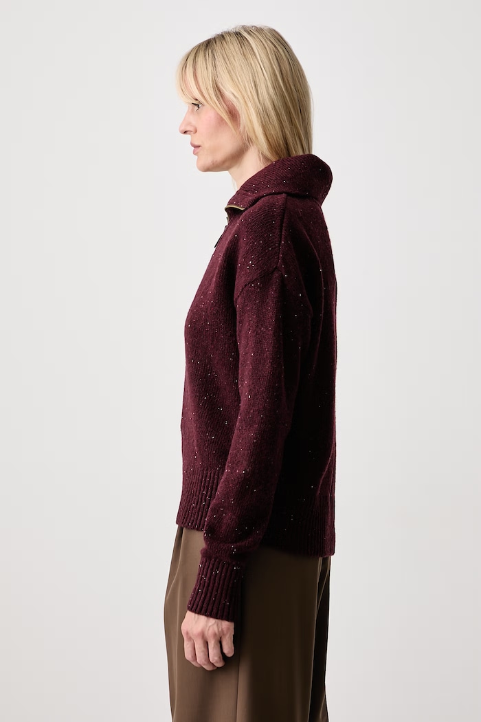 Barbour sweter damski z wełną bordowy LKN1579