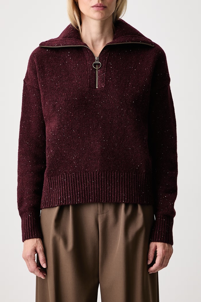 Barbour sweter damski z wełną LKN1579 bordowy