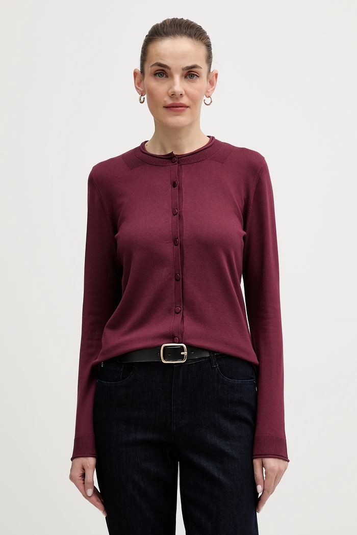 Sisley cardigan uni burgundia 17Q3M5203