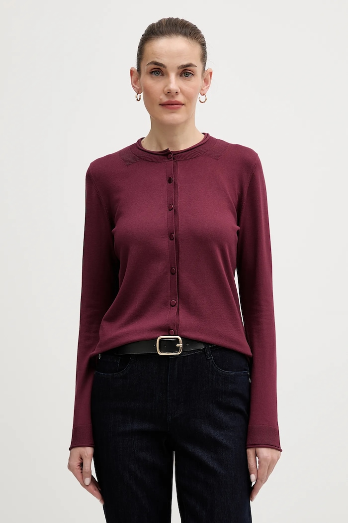 Sisley cardigan uni burgundia 17Q3M5203