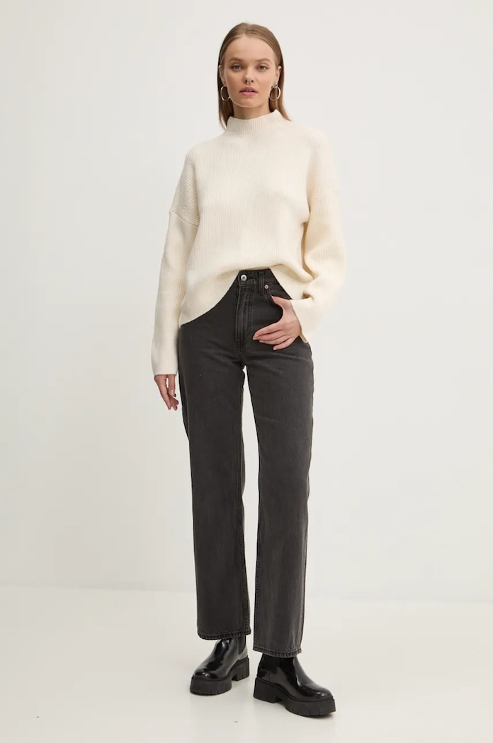 Svetr z vlněné směsi Abercrombie & Fitch KI150.4238.178 béžová AW24
