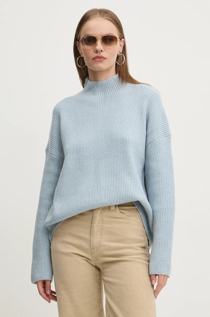 Abercrombie & Fitch sweter z domieszką wełny półgolf niebieski KI150.4260.200