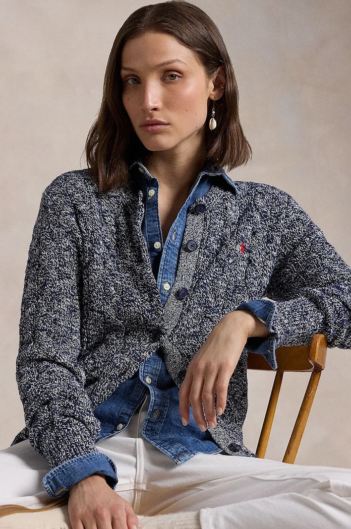 Bavlněný kardigan Polo Ralph Lauren 211947926 béžová