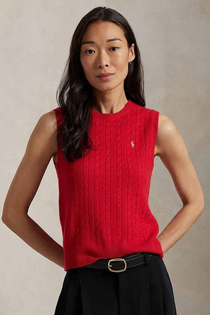 Vuneni prsluk Polo Ralph Lauren bez uzorka crvena 211961278