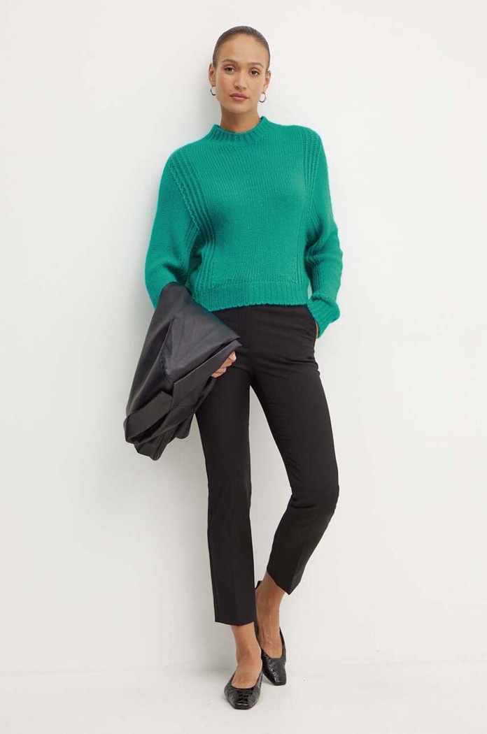 Svetr z vlněné směsi Twinset 242AP3290 tyrkysová AW24