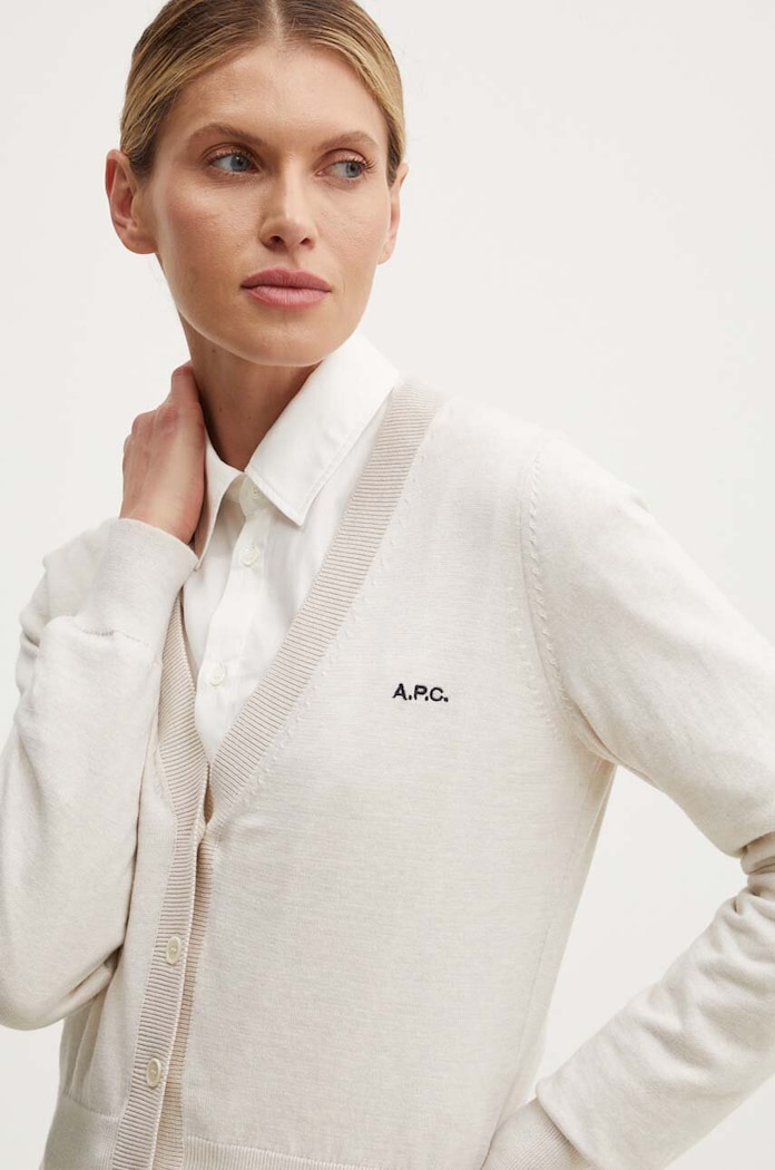 Bavlněný kardigan A.P.C. cardigan berenice béžová COGDK.F22266