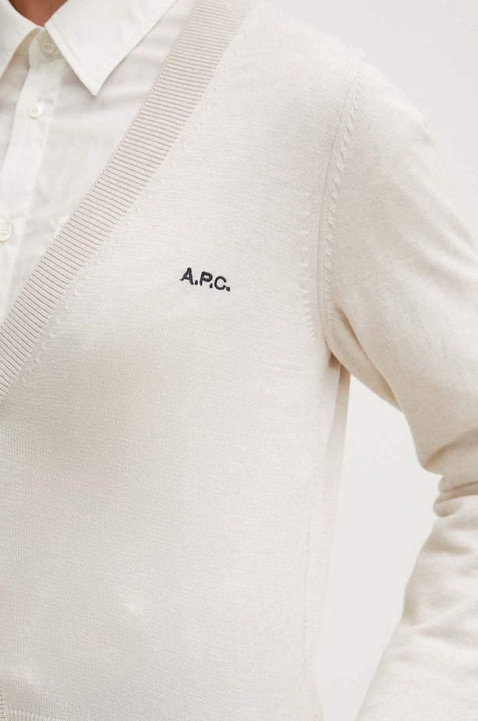 Bavlněný kardigan A.P.C. cardigan berenice COGDK.F22266 béžová