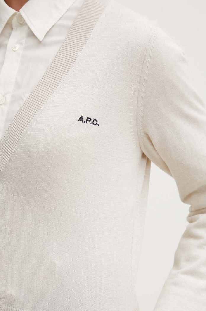 Bavlněný kardigan A.P.C. cardigan berenice COGDK.F22266 béžová
