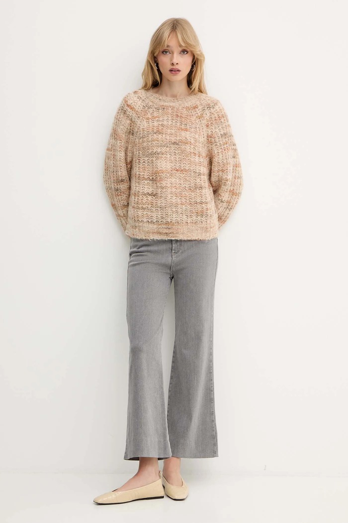 Μάλλινο πουλόβερ BOSS Orange Bashinah 50527837 μπεζ AW25