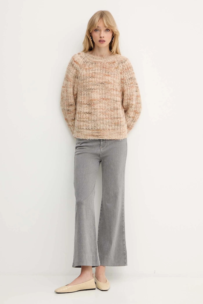 Μάλλινο πουλόβερ BOSS Orange Bashinah 50527837 μπεζ AW25