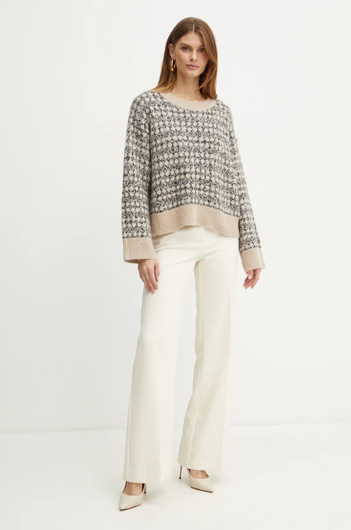 BOSS sweter z domieszką wełny 50523729 beżowy AW24