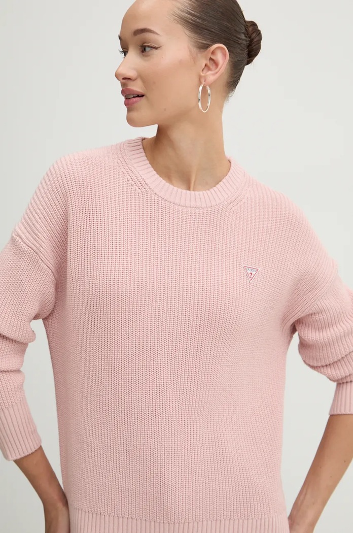 Bavlněný svetr Guess Jeans růžová W4BR08.Z3HM1