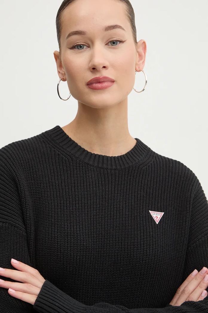 Guess Jeans maglione da donna in cotone nero W4BR08.Z3HM1