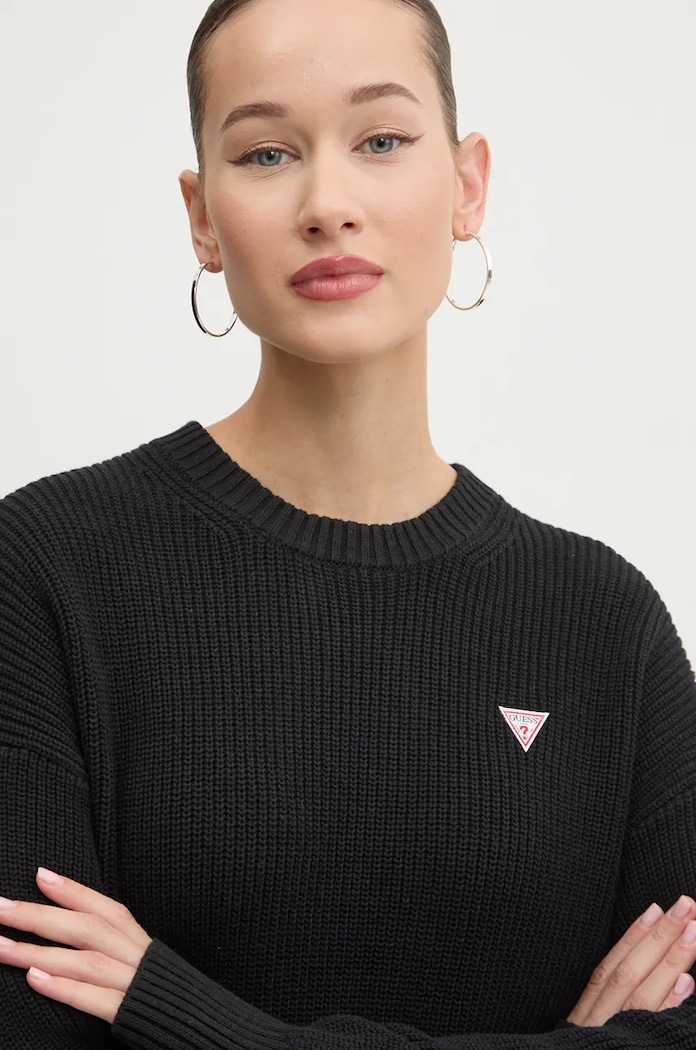 Guess Jeans maglione da donna in cotone nero W4BR08.Z3HM1