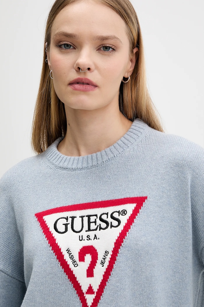 Bavlnený sveter Guess Jeans modrá W4BR12.Z3HM1
