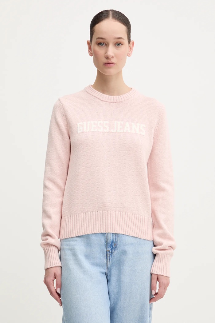 Pamučni pulover Guess Jeans Planet friendly roza W4BR10.Z3HM1