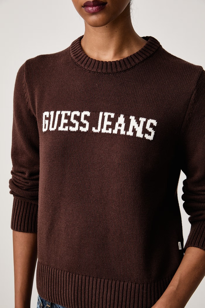 Sweter damski bawełniany Guess Jeans W4BR10.Z3HM1 brązowy