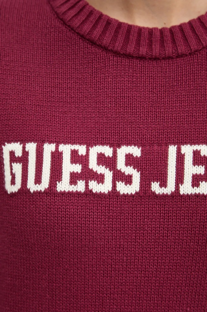 Памучен пуловер Guess Jeans W4BR10.Z3HM1 бордо