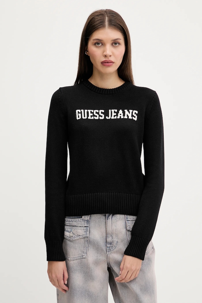 Bavlnený sveter Guess Jeans bavlna čierna W4BR10.Z3HM1