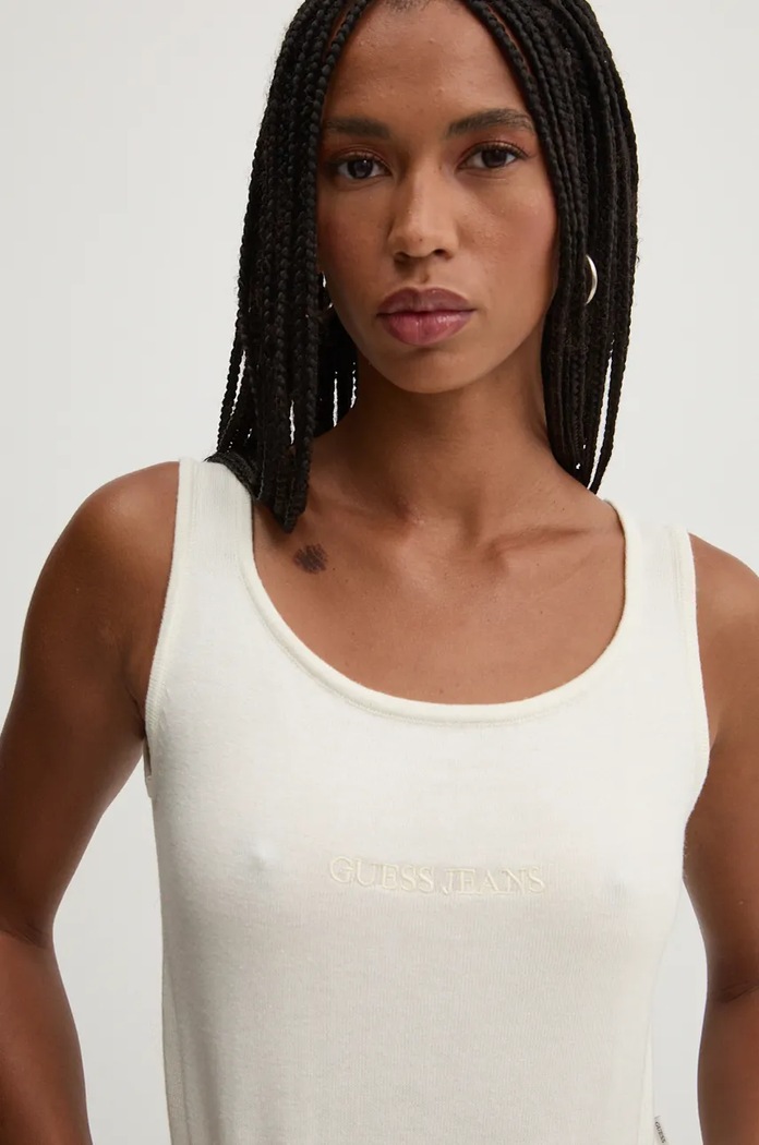 Top s dodatkom svile Guess Jeans bež W4BR17.Z3HO2