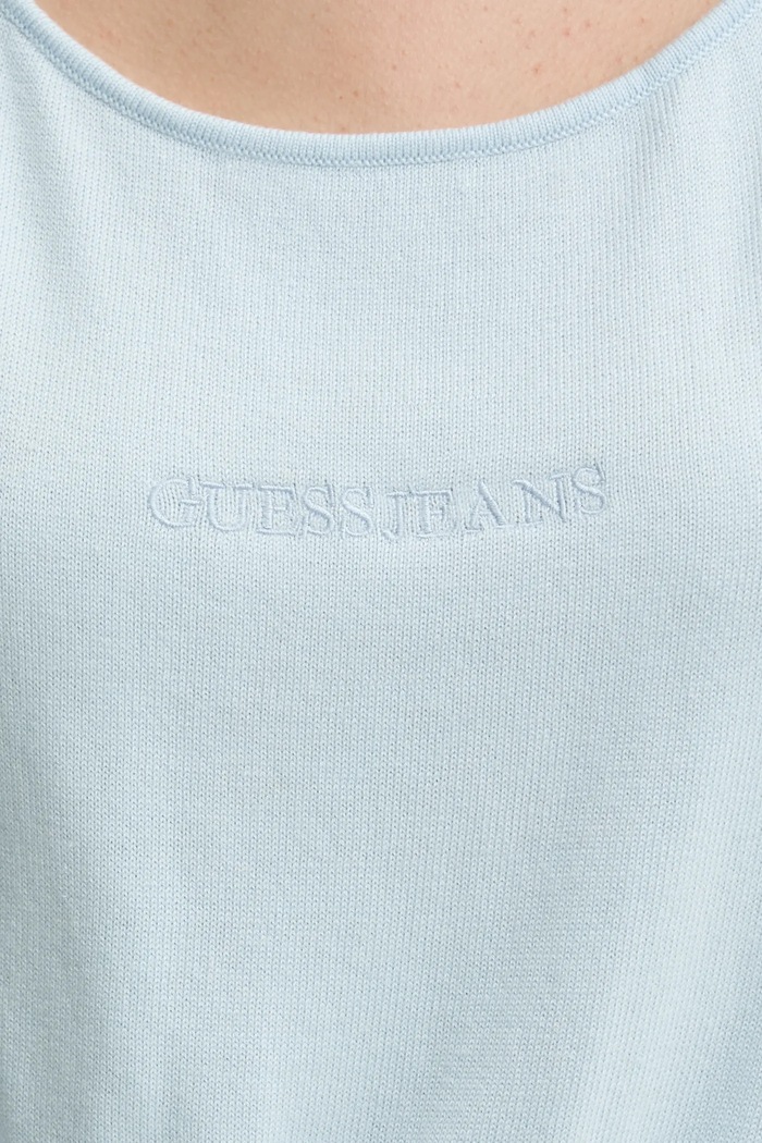 Top s příměsí hedvábí Guess Jeans W4BR17.Z3HO2 modrá