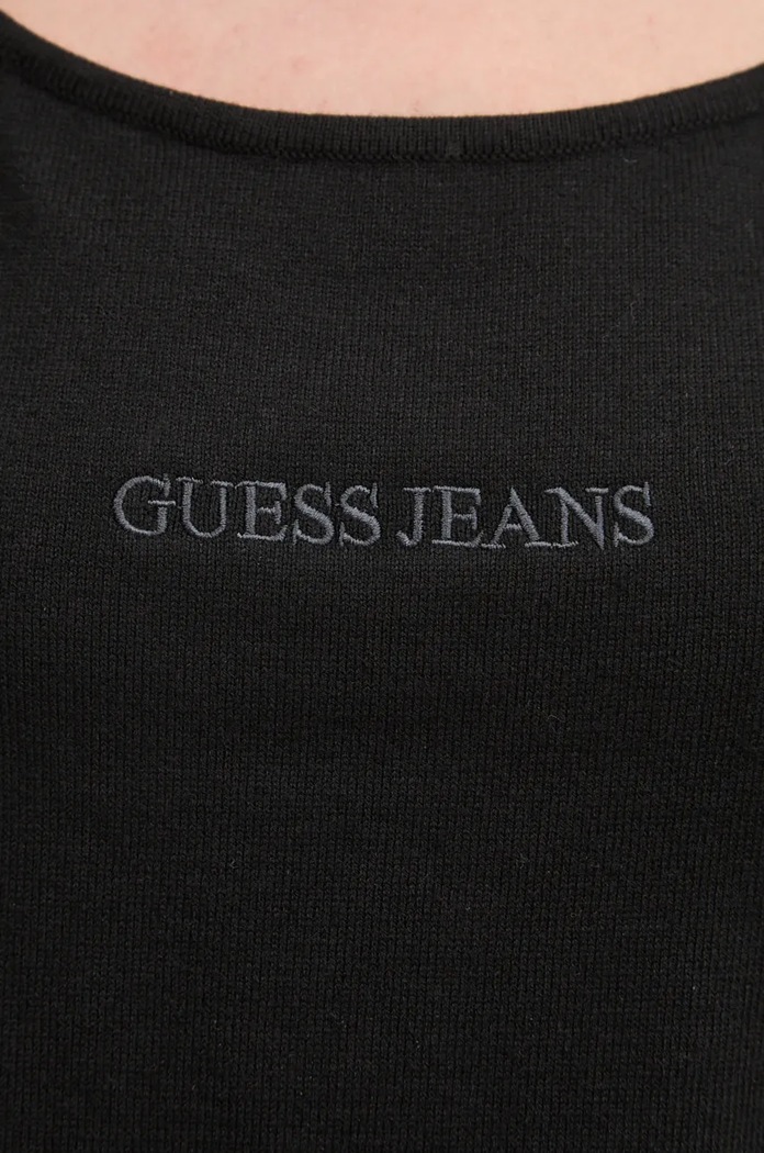 Guess Jeans top z domieszką jedwabiu W4BR17.Z3HO2 czarny