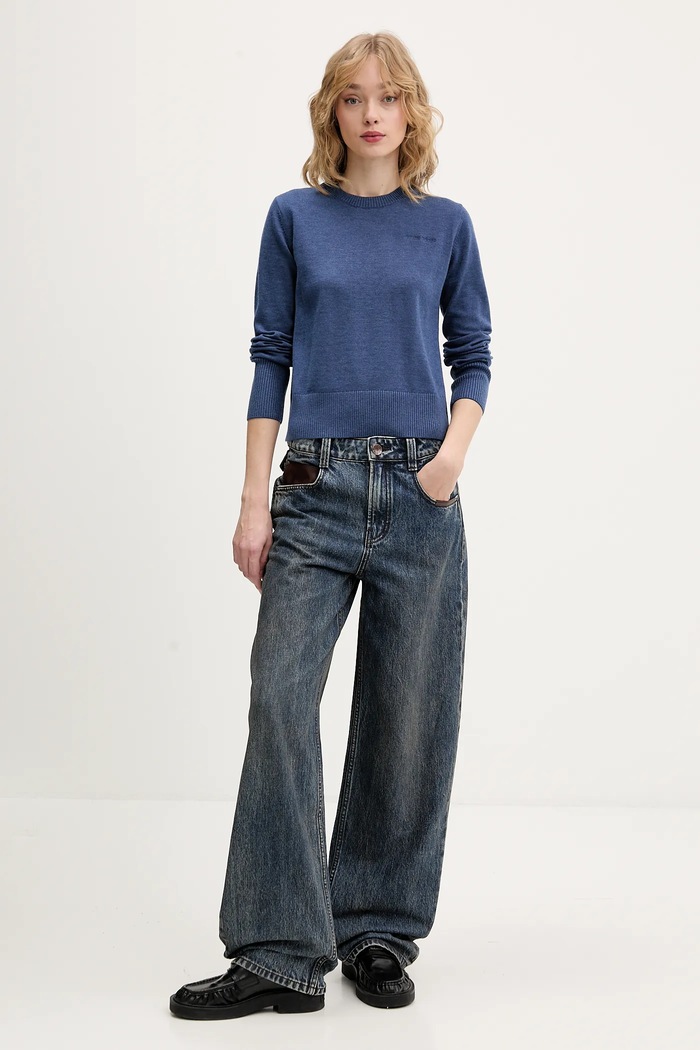 Guess Jeans gyapjúkeverék pulóver W4BR83.Z3HO2 kék SS26