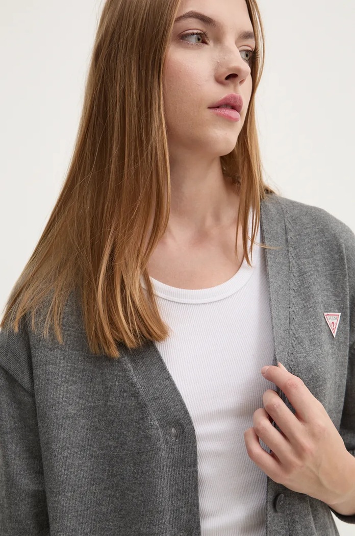 Guess Jeans kardigan z domieszką wełny szary W4BR16.Z3HO2