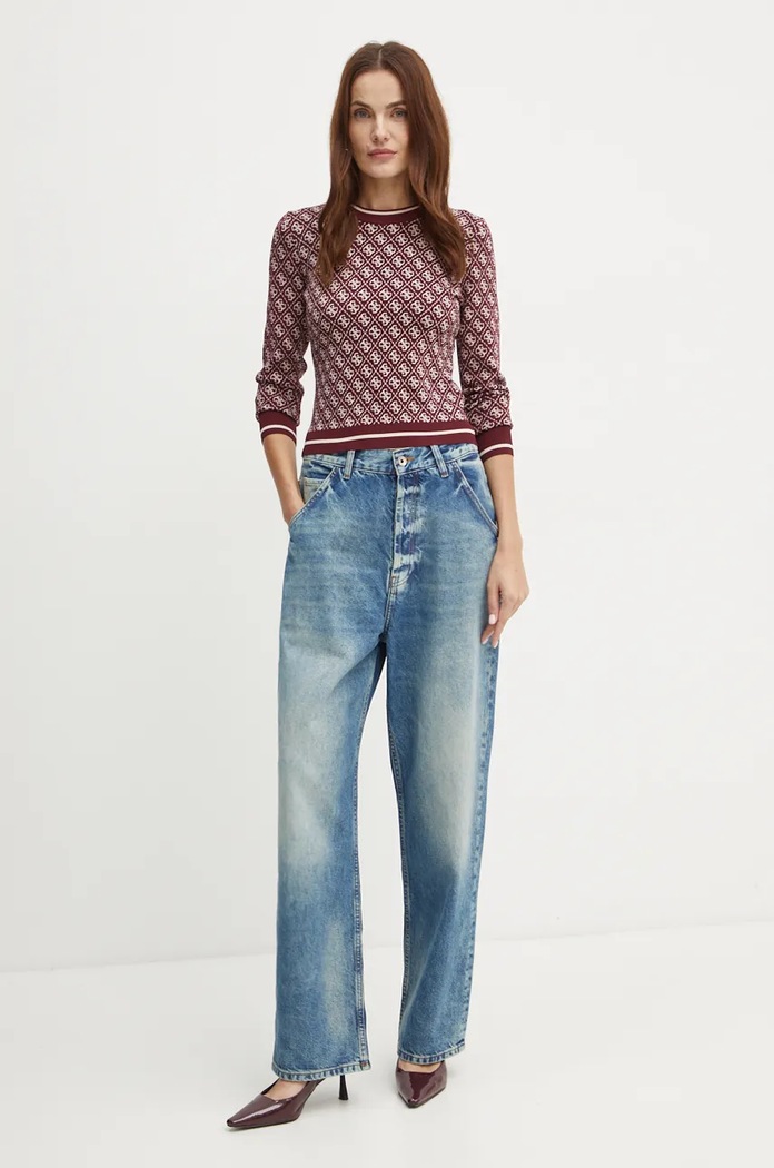 Svetr Guess LISE W4BR21.Z37K0 burgundské SS25