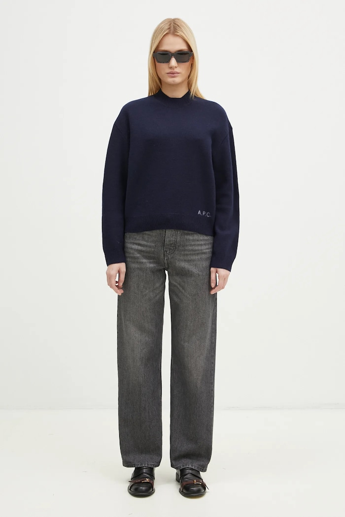 Vuneni pulover A.P.C. Pull Esther WVBDK.F23373.IAK mornarsko plava