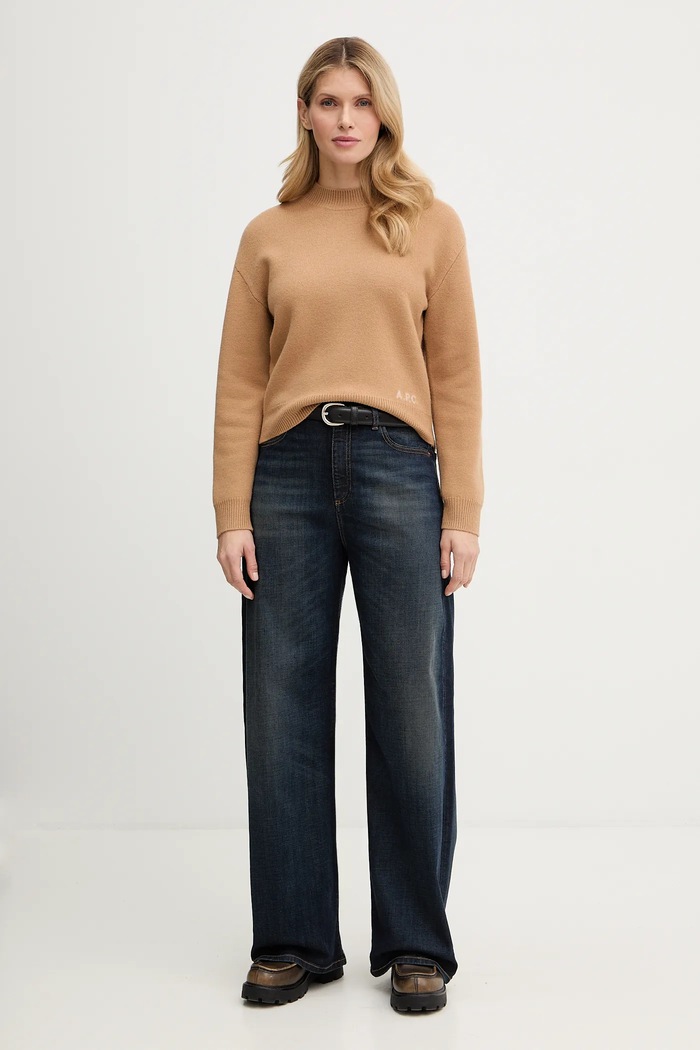 Vlnený sveter A.P.C. Pull Esther WVBDK.F23373.CAB hnedá AW24