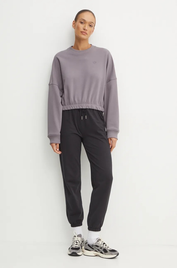 adidas Originals pamut melegítőfelső Premium Essentials Sweater IY9709 lila AW24