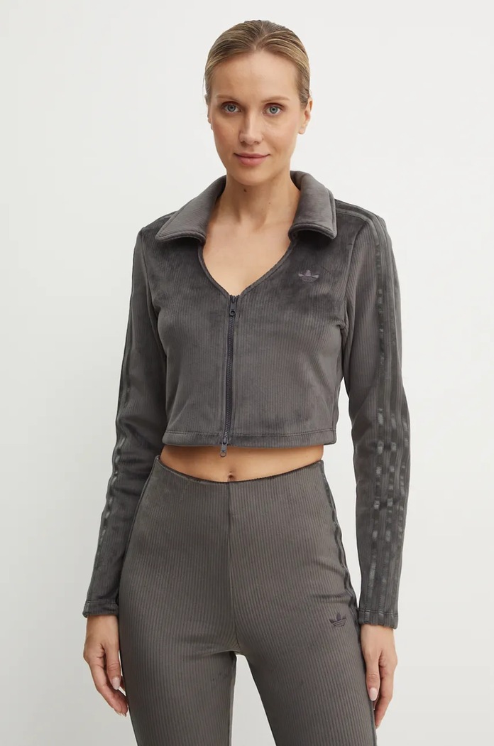 adidas Originals bluza Femme Galore Rib Cardigan imprimeu gri JN3019