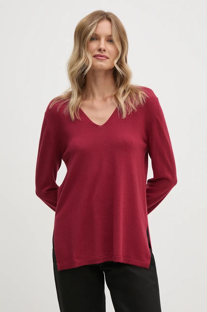 Sisley Sweter wełniany bordowy 11BAM4016