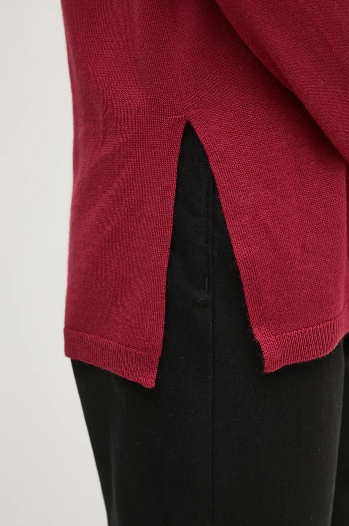 Sweter wełniany Sisley bordowy 11BAM4016