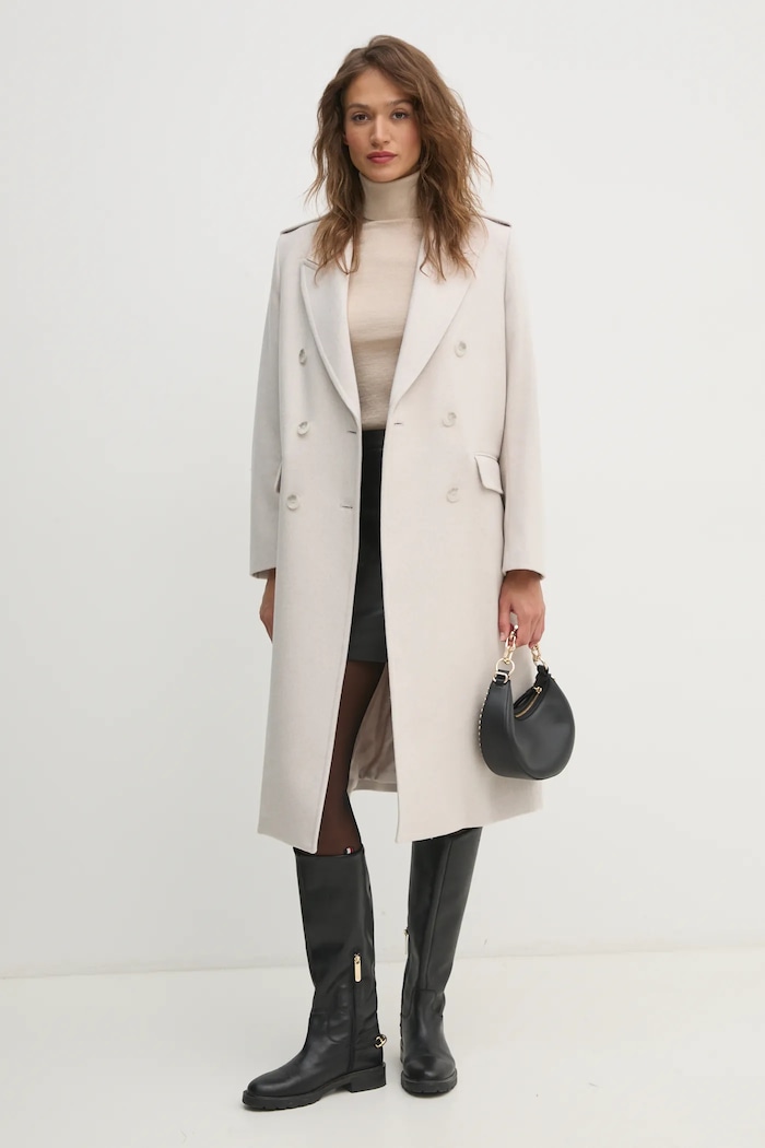 Svetr z vlněné směsi Sisley 17DLM201Y béžová AW24