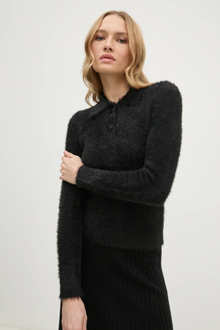 Sisley pulover grosime medie negru 19VBM300B