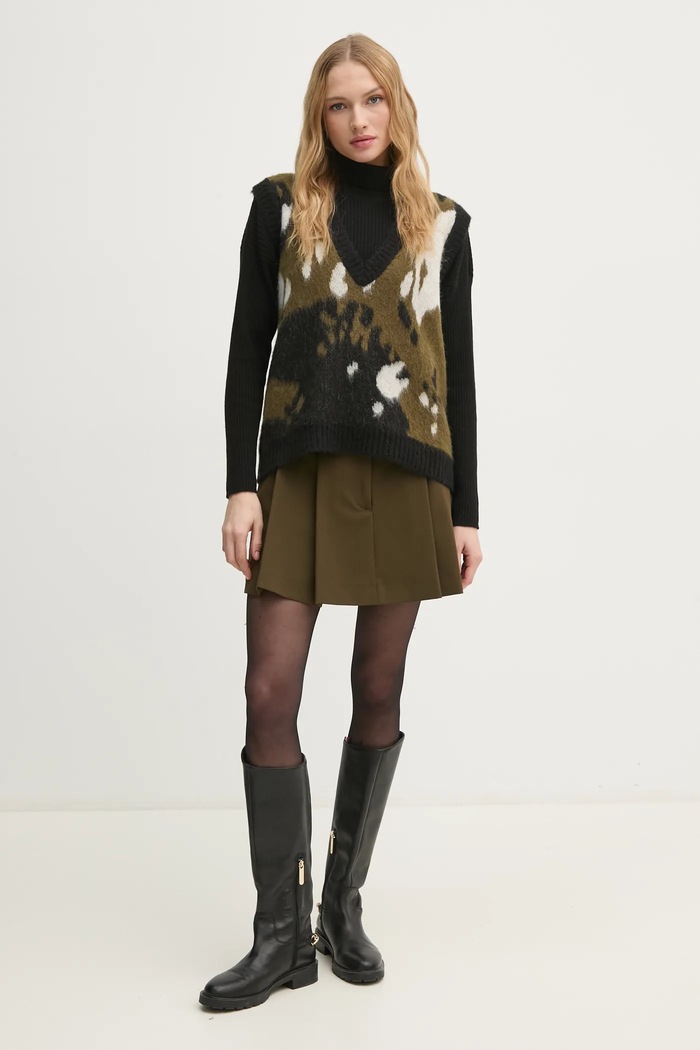 Γιλέκο από μείγμα μαλλιού Sisley 106QL4015 πράσινο AW24