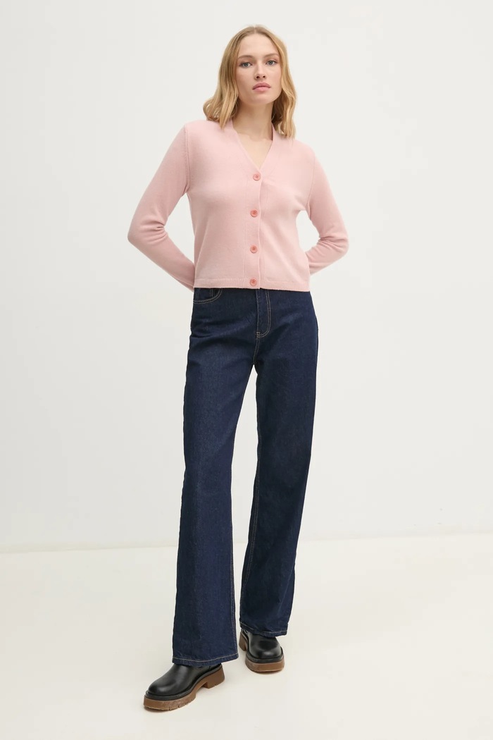 Sisley gyapjú kardigán 1044M602A rózsaszín AW24