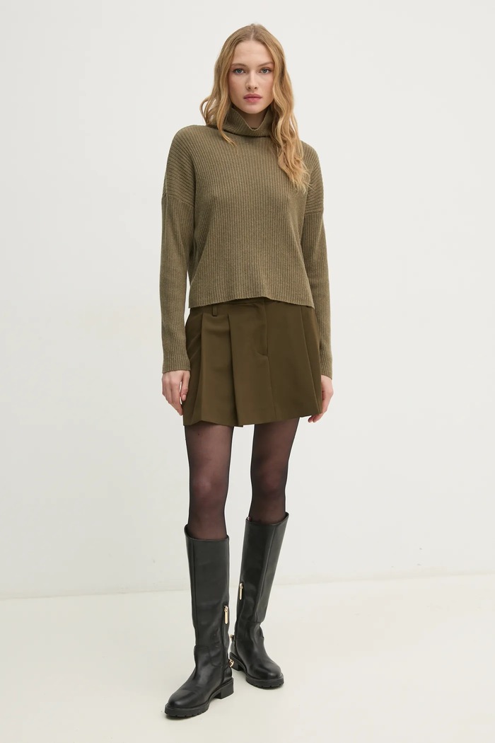 Svetr z vlněné směsi Sisley 106WM201U zelená AW24